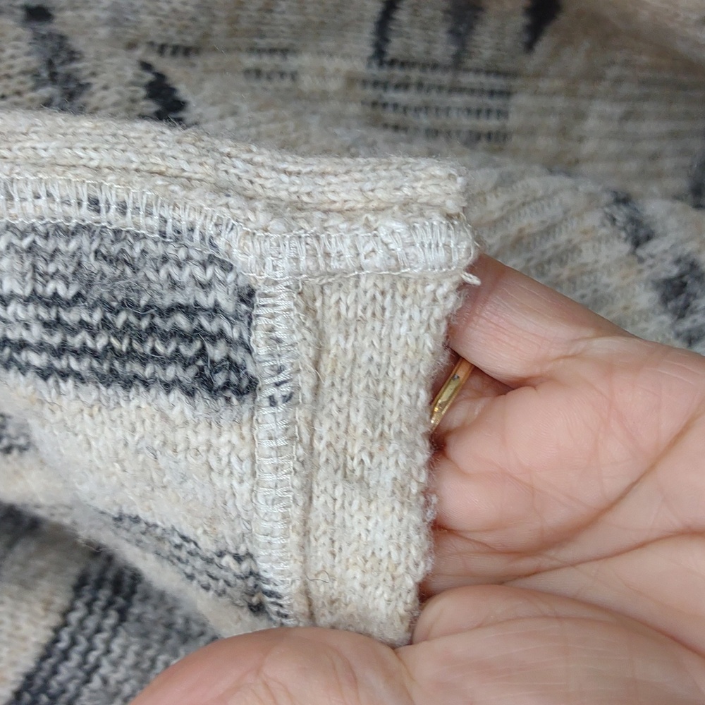Lucky Brand Womens Tribal Aztec Black Ivory Gray Print Open Front Drape Cardigan - Picture 3 of 11